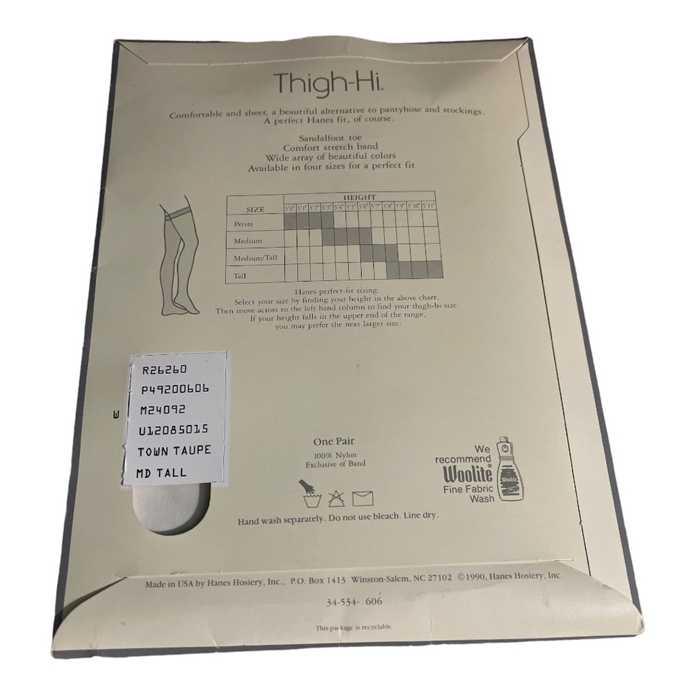Hanes Vintage Thigh Hi Sandalfoot Stockings Sheer Medium/Tall Town Taupe New - Picture 2 of 16